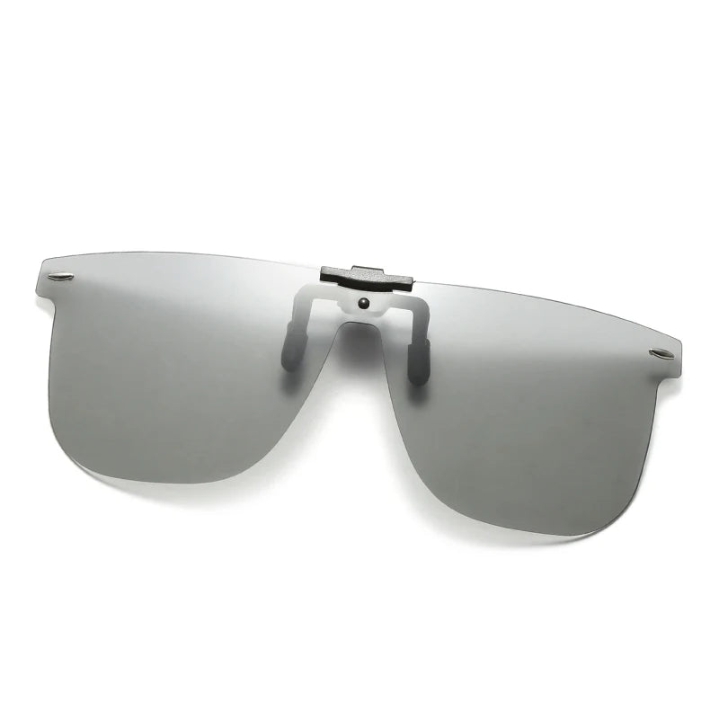 HOOLDW Men Polarized Photochromic Flip Up Clip on Sunglasses Fishing Driving Anti Glare Night Vision Glasses UV400 Women Eyewear
