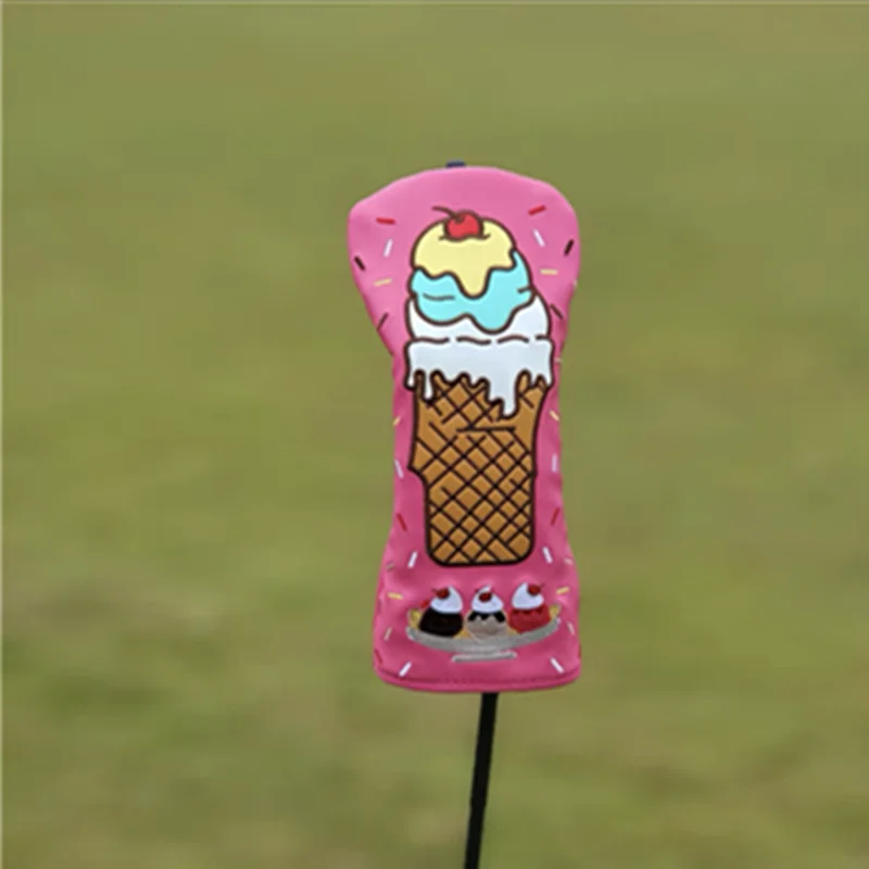 Ice Cream Design Golf Club #1 #3 #5 Wood Headcovers Driver Fairway Woods Cover PU Leather Head Covers