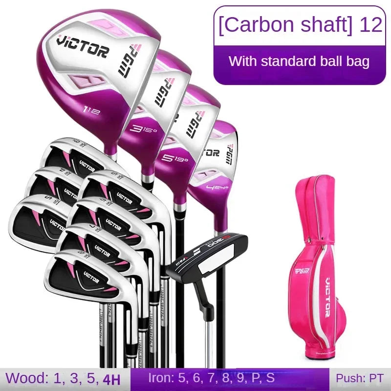 PGM Golf Clubs Golf Club Set Ladies Beginner Complete Set 12 Pcs/9 Pcs/4 Pcs,carbon Rod/Steel Pole LTG007