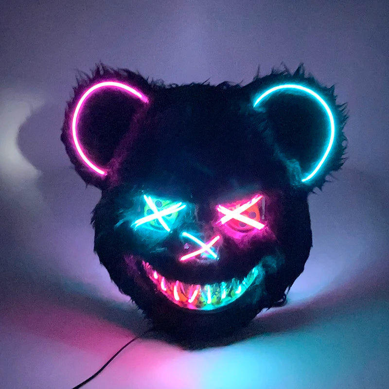 New Arrival LED Luminous Cosplay Anime Mask Neon Light Up Fox Mask Halloween Party Mask Carnival Party Led Mask