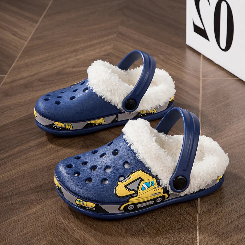 Winter Kids Sandals Fleece-Lined Non Slip Children Slippers Girls Shoes Unicornio Mules & Clogs Cartoon Cute Infant Garden Shoes