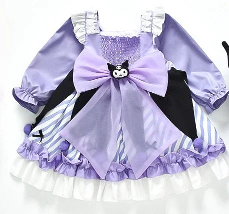 Sanrio Anime Cinnamoroll My Melody Girl's Cosplay Dress Cartoon Academy Style Pleated Skirt Princess Clothes Girl Birthday Gift
