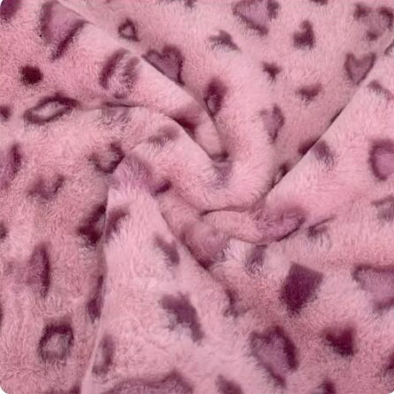 Good Pink Soft Mink Rabbit Faux Fur Fabric Love Leopard Dots Print Short Plush Coat Fabric Sewing Diy Warm Outerwear/Blanket