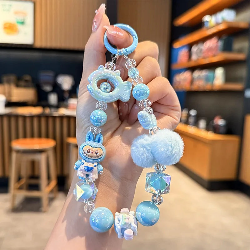 New Christmas Labubu Kawaii Particles Keychain Bag Cell Phone Charm Key Chain Christmas Gift