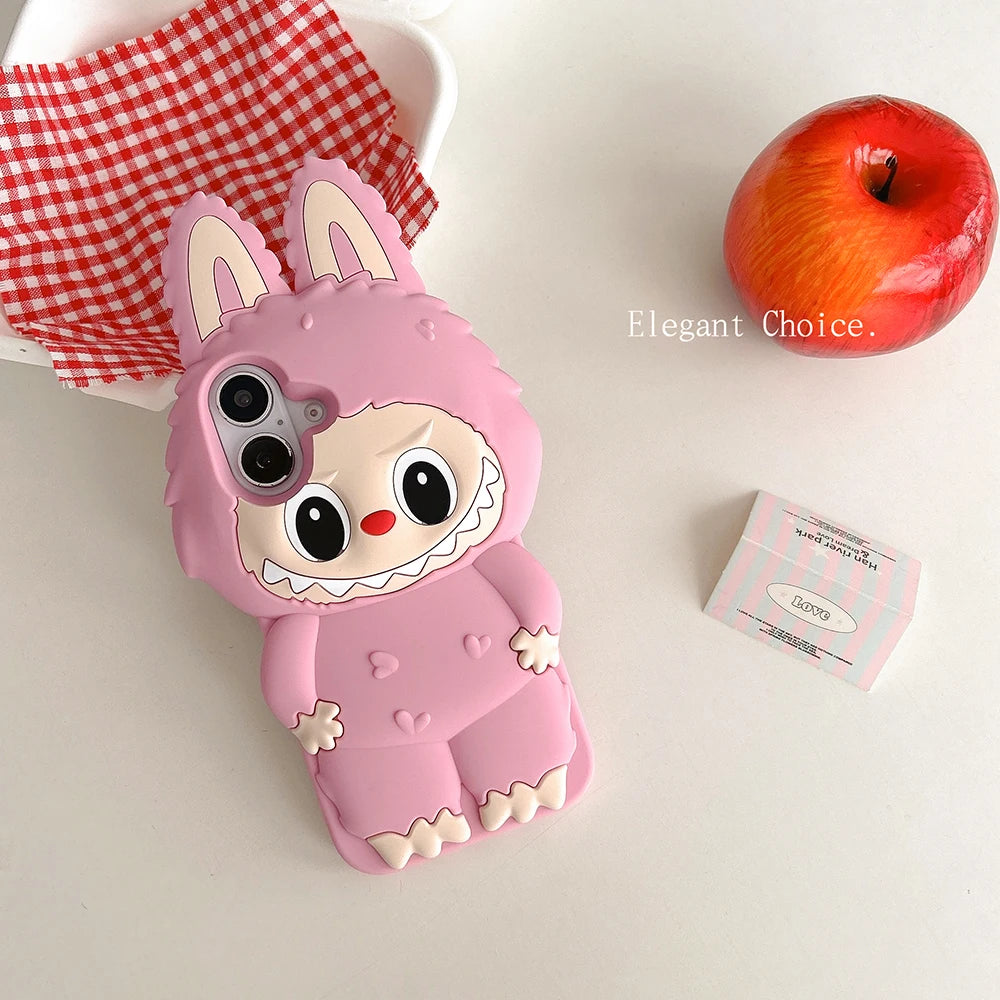 Kawaii LaBuBu Monster Case Soft Silicone Cover for iPhone 16 15 14 Plus 13 12 11 Pro Max