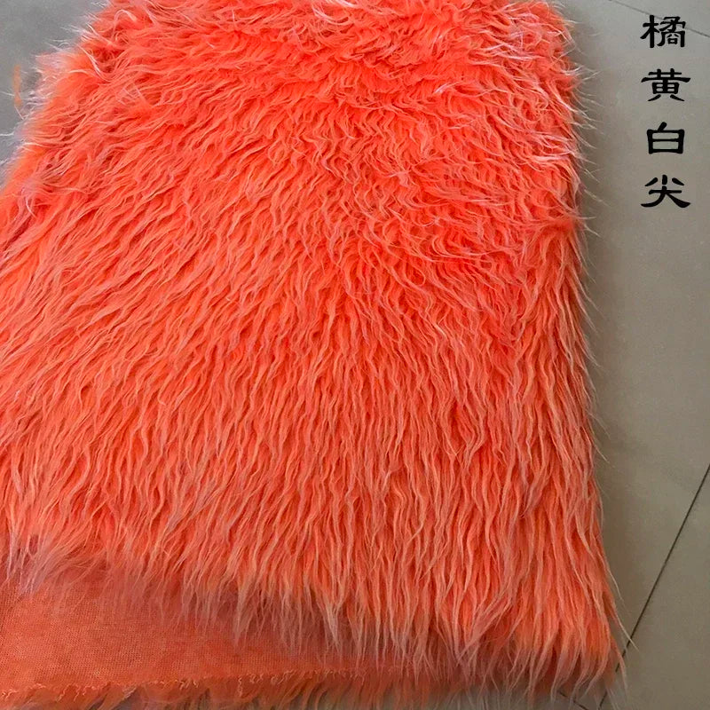 Long Hair Plush Fabric Faux Fur by the Meter for Upholstery Toys Props Decorative Cloth Diy Sewing Soft Comfortable Purple Brown