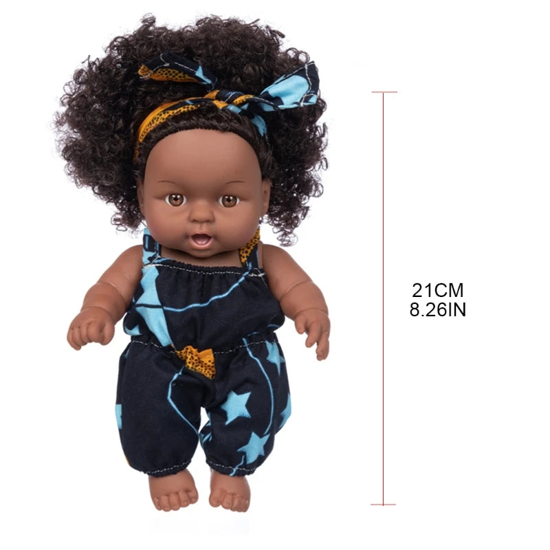 African Black Baby Toy With Curly Hair Christmas Simualtion Cartoon for Doll