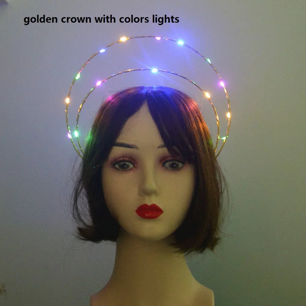 Children LED Light Fairy Angel Wing Clothing Princess Costume Cloak Crown Tiara Rave Clothes Cosplay Outfit Halloween