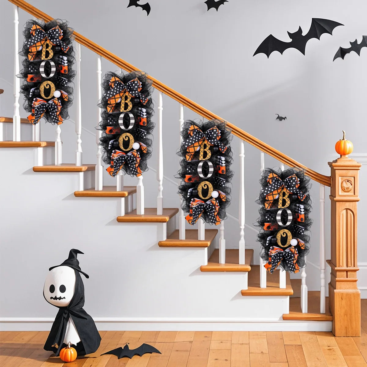 Halloween Wreath Door Hanging Wreath Halloween Thriller Pumpkin Wreath Door Plate Yard Decoration Pendants