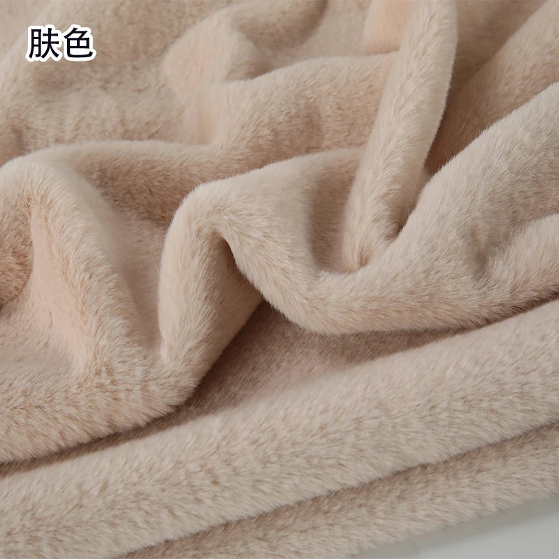 Plain Faux Fur Fabric Smooth by the Meter for Clothes Coats Dolls Sewing Thickened Imitation Rex Rabbit Plush Textile Soft Silky