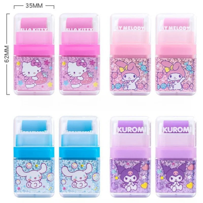 Sanrio All-Star Eraser for Students Cartoon Cute Kuromi Cinnamoroll My MelodyHello KittyPompompurin Roller Storage Eraser Gift