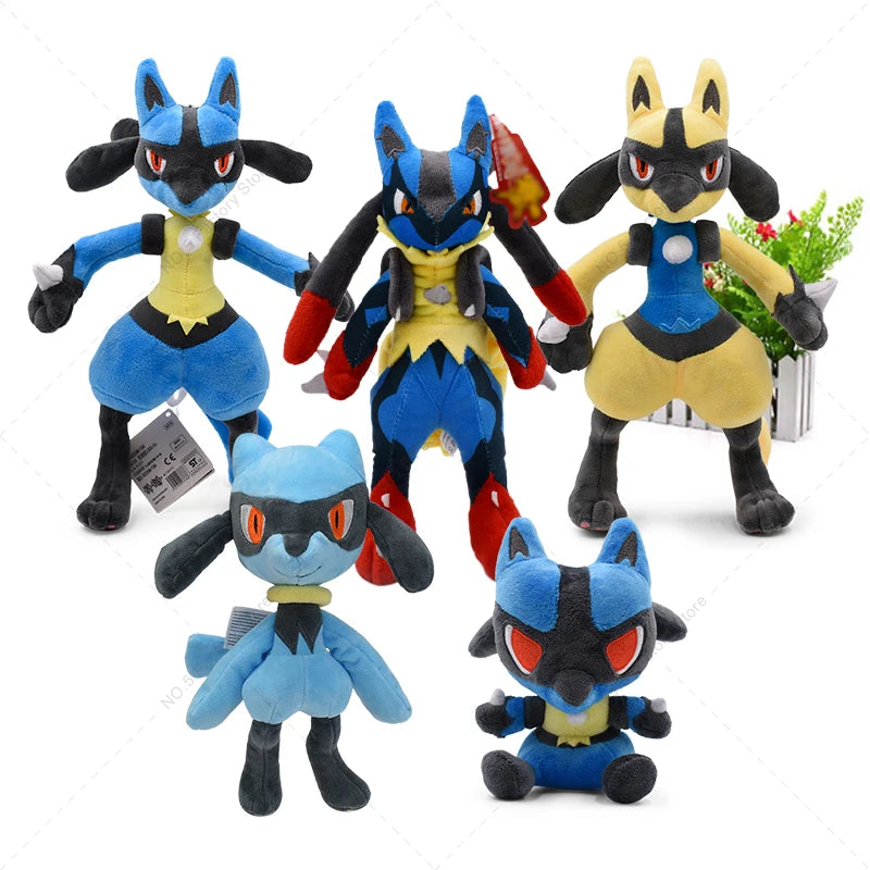 16-31cm Pokemon Standing Lucario Shiny Plush Doll Cute Mega Riolu Animal Stuffed Quality Peluche Toy Children Halloween Gifts