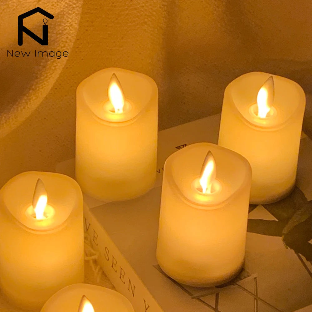 6Pcs LED Flameless Candles Flickering Battery Operated Pillar Candles Tealight Led Halloween Christmas Weddings Home Decor