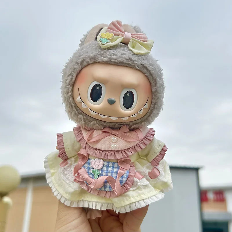 17cm Cute Mini Labubu Clothes Plush Hoodie Idol Dolls Jumpsuit Clothing Fans Overalls No Doll Accessories for Korea Kpop Exo