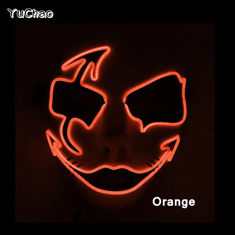 Shuffle Dance Mask Luminous Purge Mask Demon Slayer Glowing Masquerade Cosplay Mask for Halloween Horror Haunted House Props