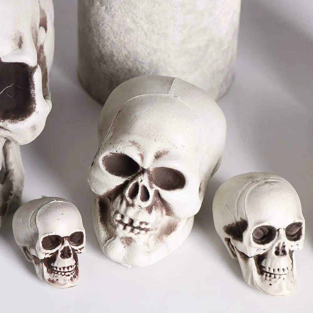 All Size Plastic Human Skull Head Skeleton Halloween Style Photo Prop Cranium Haunted House Statue Party Decor Game Supplies