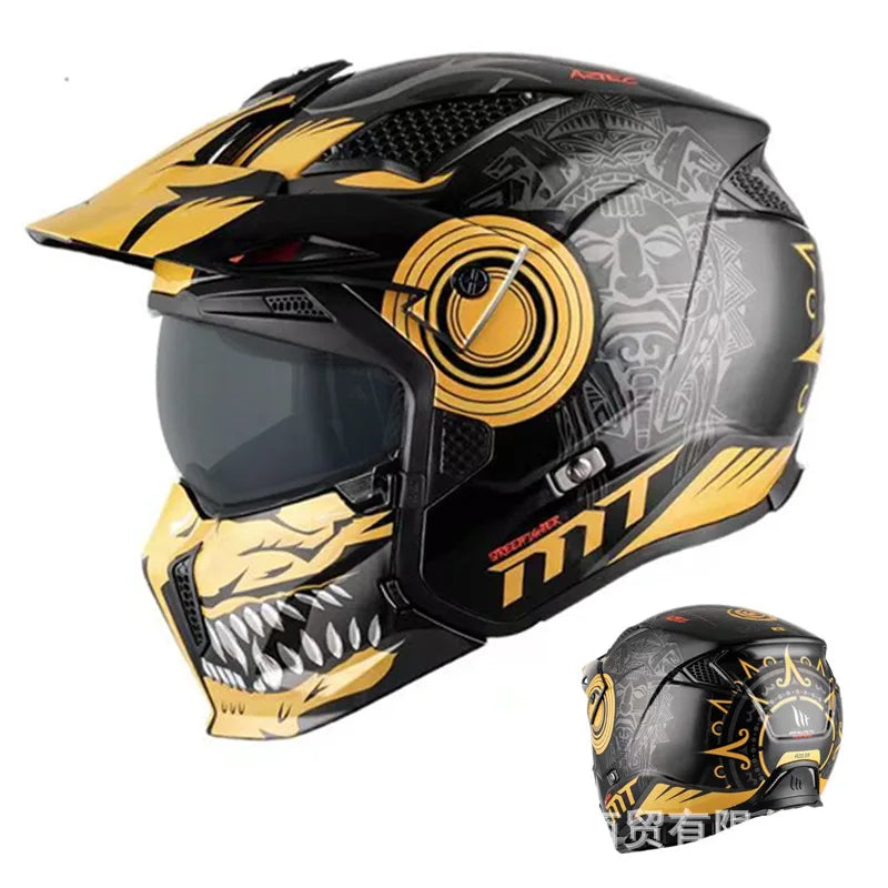 MT Off-Road Motorcycle Helmet Riding Full Face Helmet Variable Half Helmet Personality Unisex Retro Helmet
