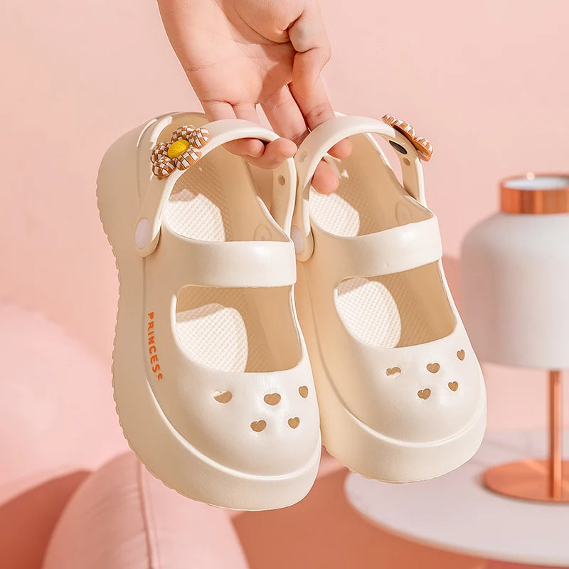 Clogs for Kids Girls Size 35 Mary Jane Slippers 6-14 Years Old and Above Princess Womens Garden Shoes Casual Platform Sandal