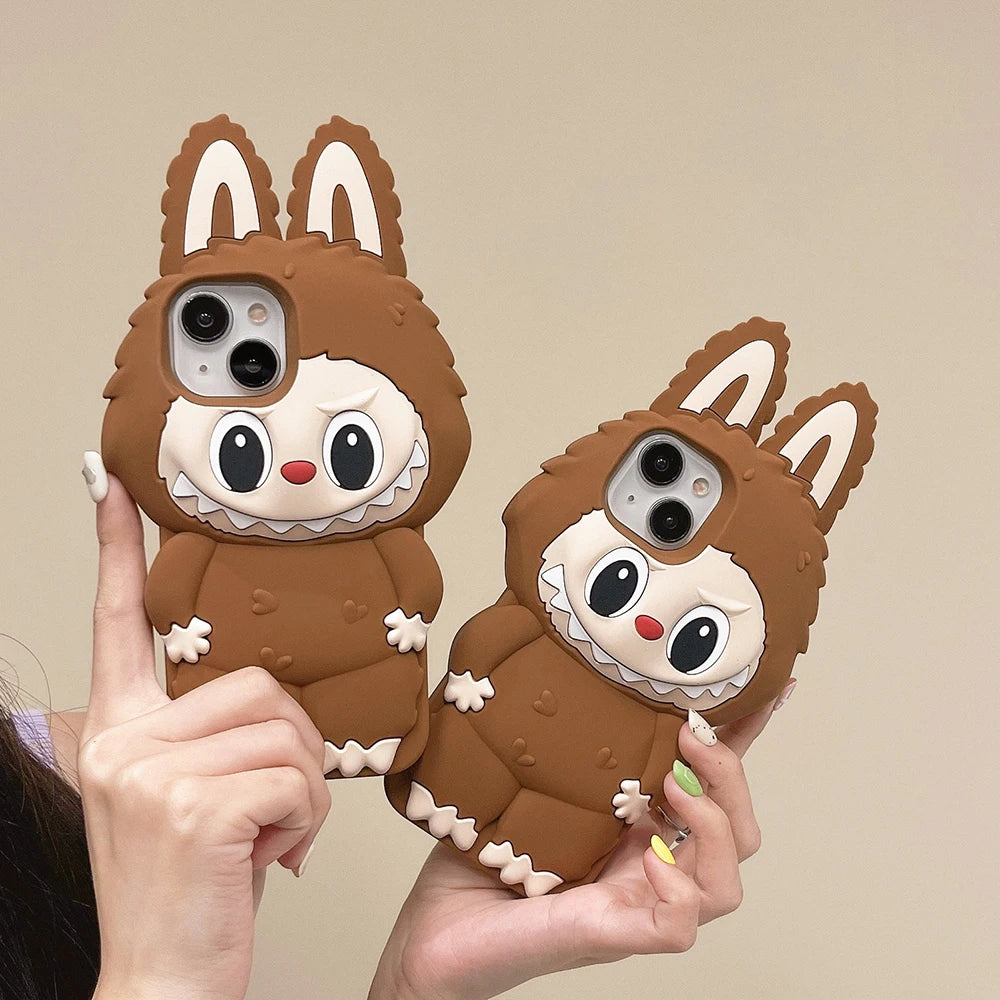 Kawaii LaBuBu Monster Case Soft Silicone Cover for iPhone 16 15 14 Plus 13 12 11 Pro Max