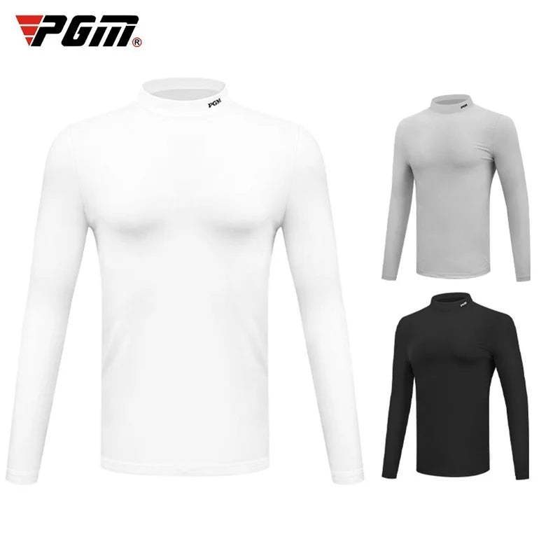 PGM Men's Golf Shirt Autumn Winter Sports Apparel Thermal Sweater Shirt for Men O-Neck Golf Sportswear Leisure T Shirt YF388