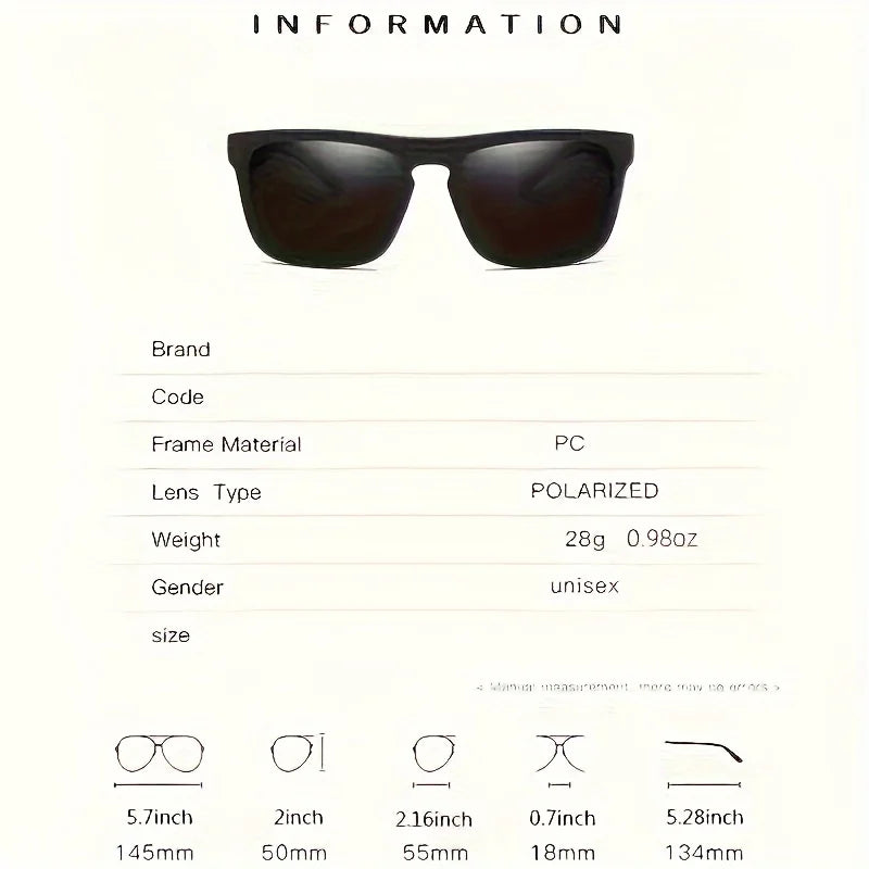 2pcs Square Polarized Sunglasses Anti Glare Sun Shades for Summer Party Vacation Travel Driving Fishing