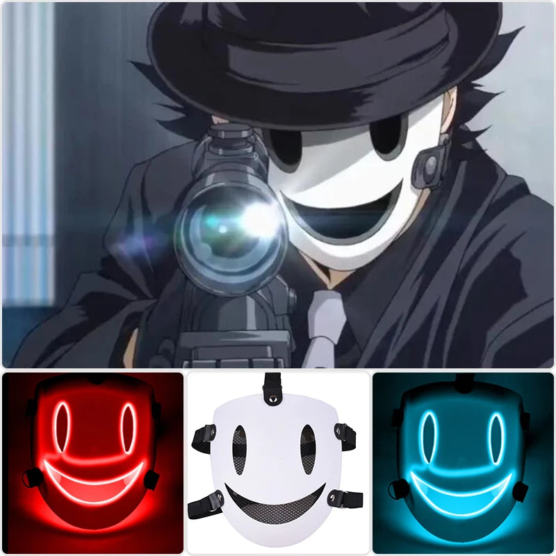 High-Rise Luminous Light Up Mask LED Glowing Mask Cosplay Party Anime Props Neon Face Mask for Adult Kids Halloween Supplies