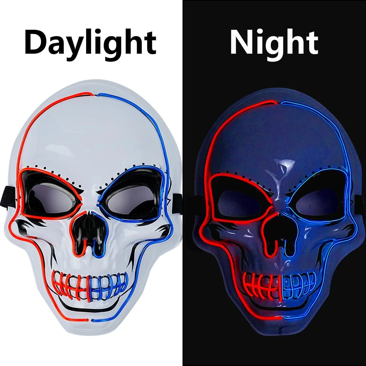 OceanWings Halloween Mask LED Light Up Costumes Scary Mask for Party Supplies Favor