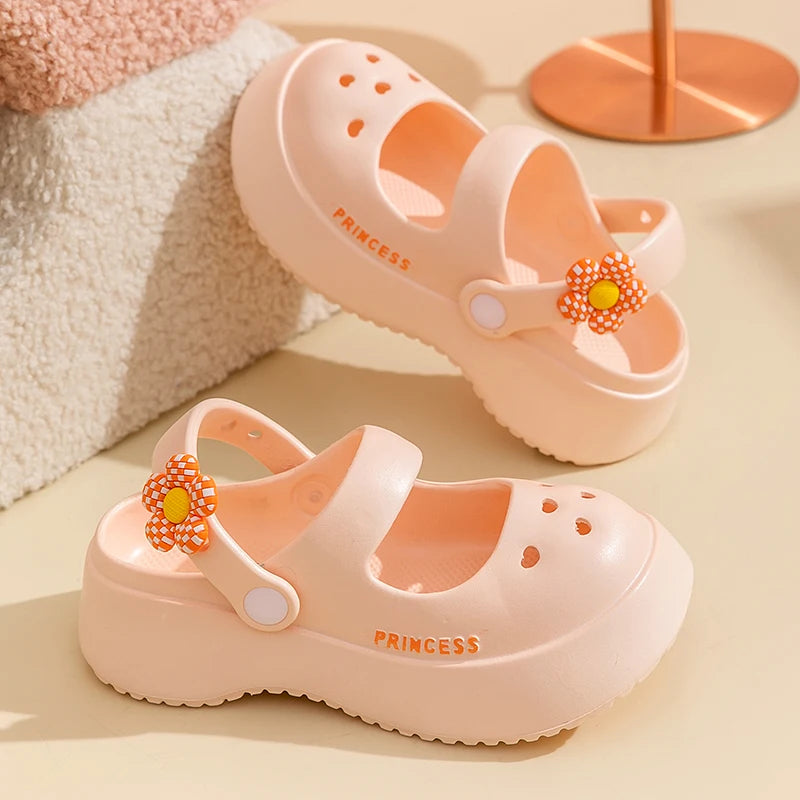 Clogs for Kids Girls Size 35 Mary Jane Slippers 6-14 Years Old and Above Princess Womens Garden Shoes Casual Platform Sandal