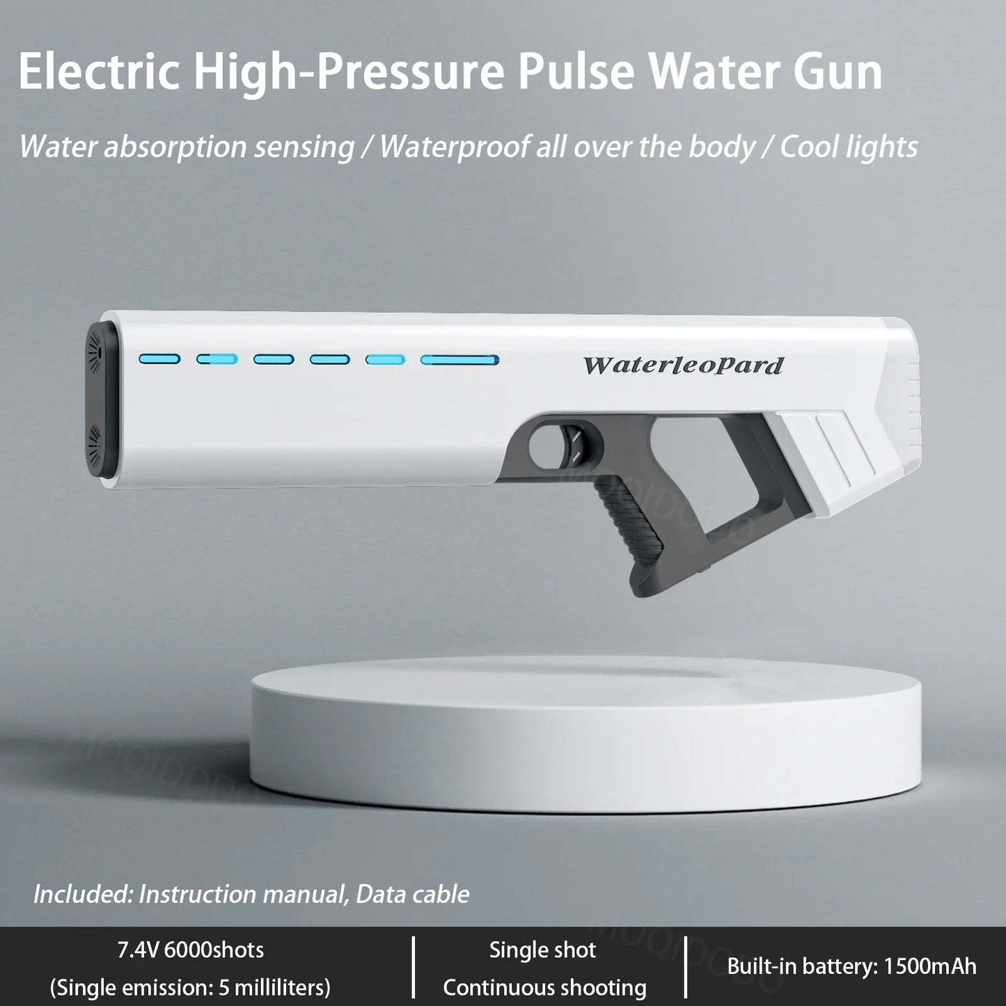 Electric Water Gun Toy With Light Waterproof Fully Automatic Water Pistol Spray Burst Absorbing Outdoor Pool Toys for Kids Gifts