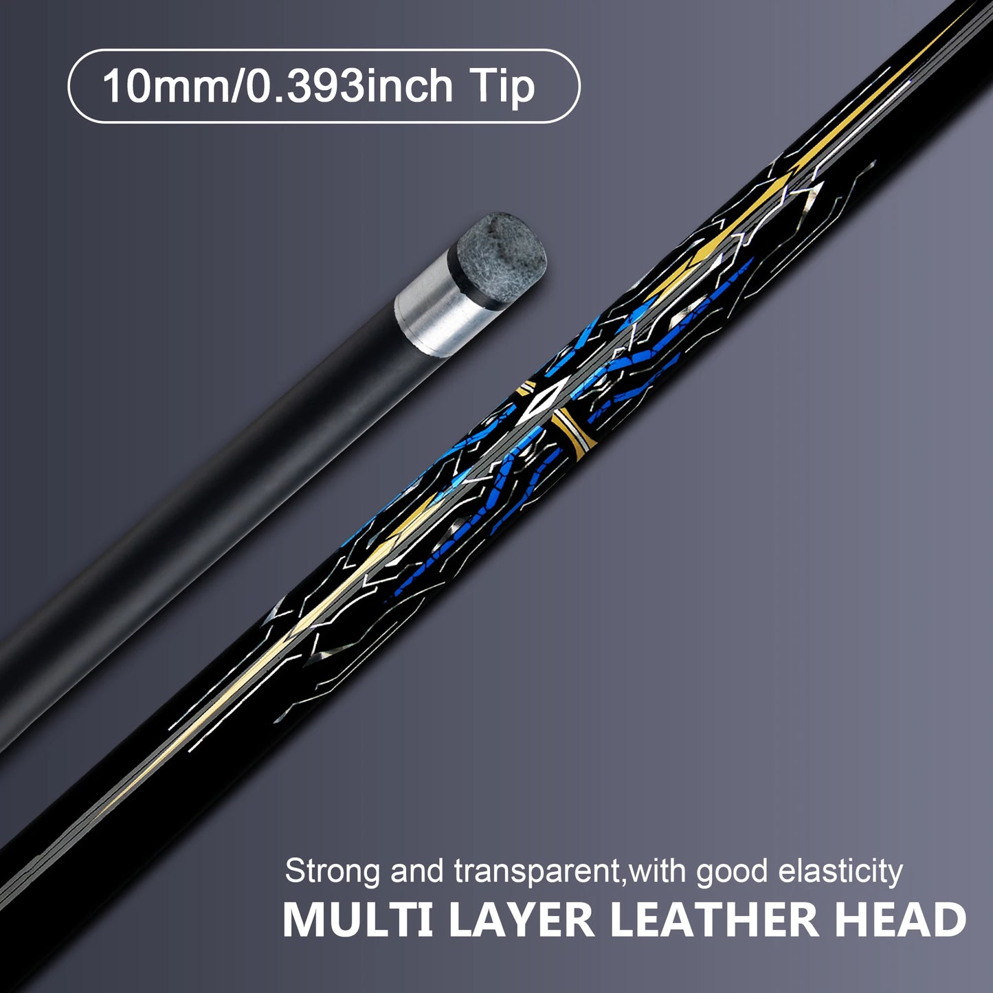 Professional Chinese Snooker Pool Cue Stick 10mm Carbon Fiber Blue Mechanical Ideal for Competitive Gifts Billiards Accessories