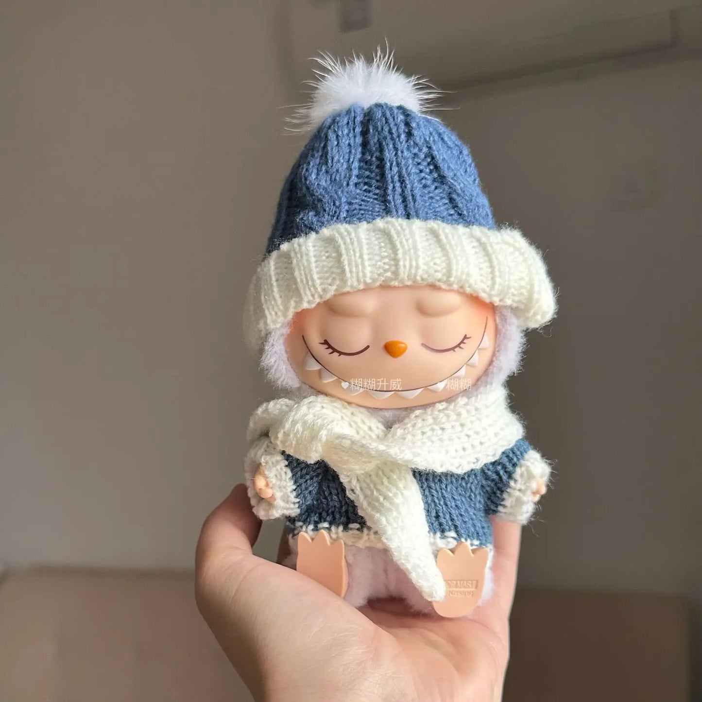 17cm Labubu Doll Clothes Macaron Labubu Christmas Costumes Set V1 V2 Winter Christmas Sweater Scarf Set Clothing 