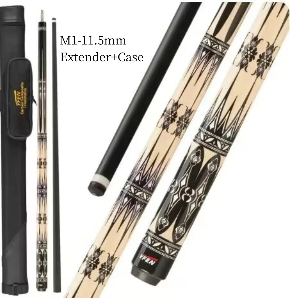YFEN 58" Carbon Fiber Technology 1/2 Billiard Pool Cue Stick 12.5mm + Extender