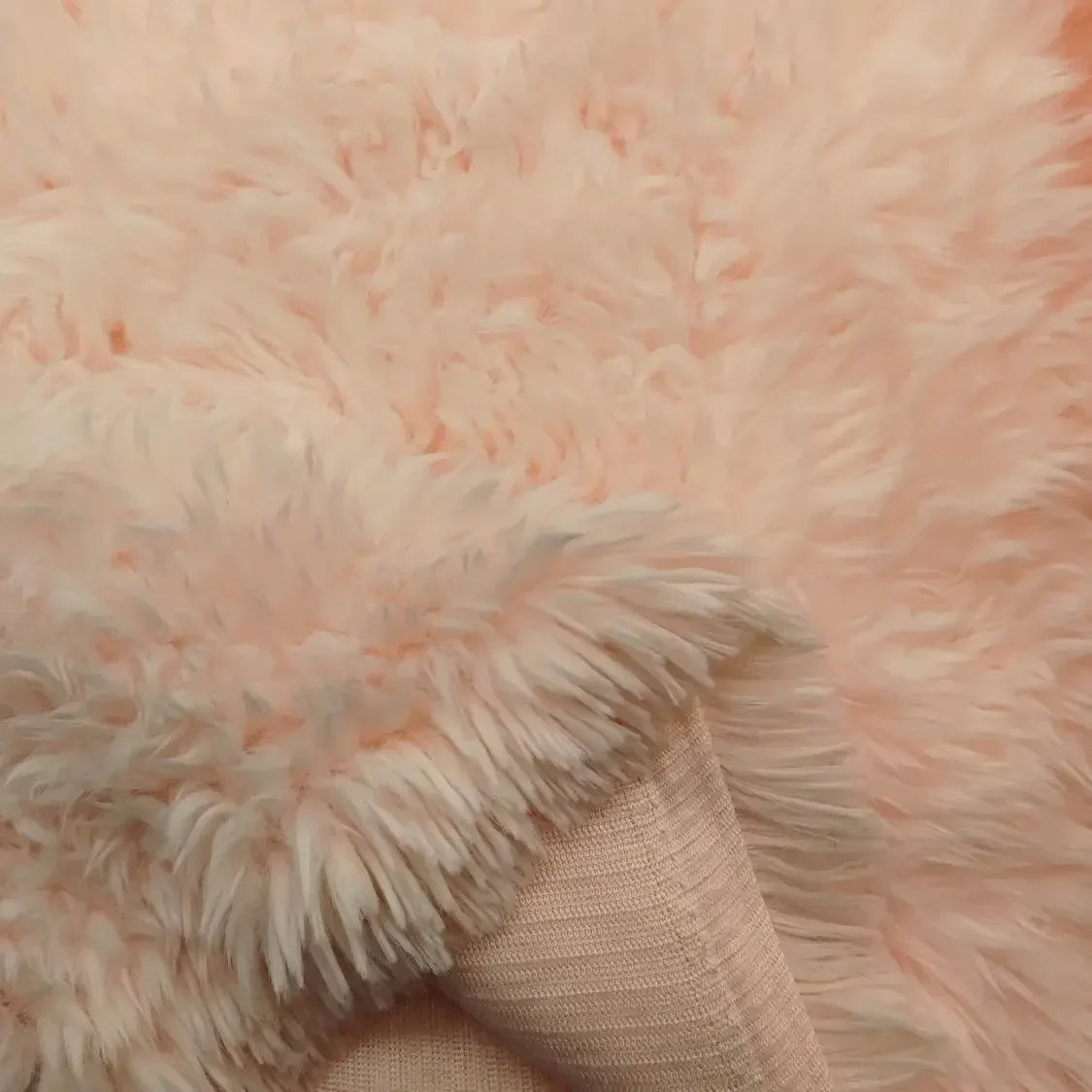 Soft Fluffy Faux Plush Fabric by the Meter for Cats Upholstery Carpets Dolls Diy Toy Sewing PV Fluff Cloth Thickened Beige Pink