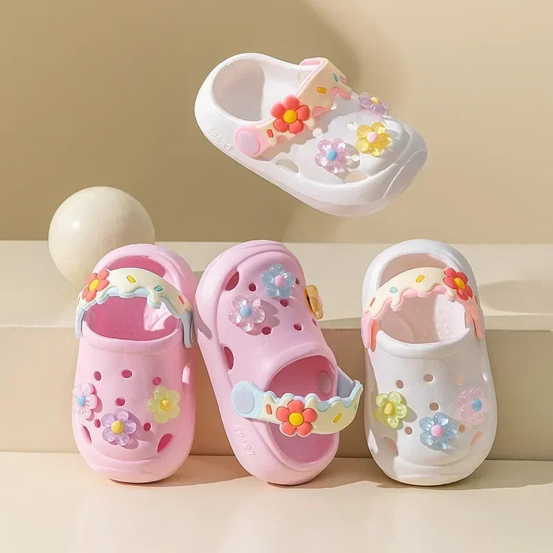 Flowers Baby Girls Slippers Summer Cute Princess Garden Clogs Shoes for Kids Soft Non Slip EVA Toddler Children Beach Shoes