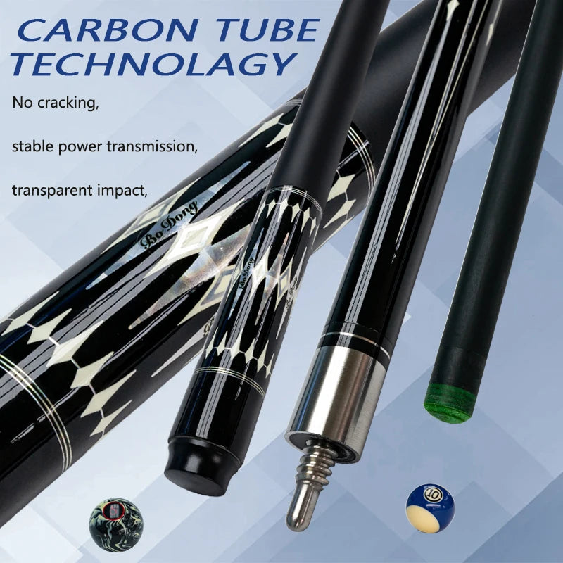 Professional Carbon Fiber Billiards Cue Stick Bag Set 12.5mm Tip Pool Cue Accessories for Carom Billiard Occupation Pool Games