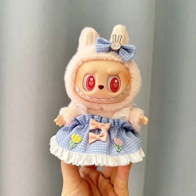 17cm Mini Plush Doll'S Clothes Outfit Accessories for Korea Kpop Exo Labubu I II Idol Dolls Sitting Party Overalls Clothing Gift