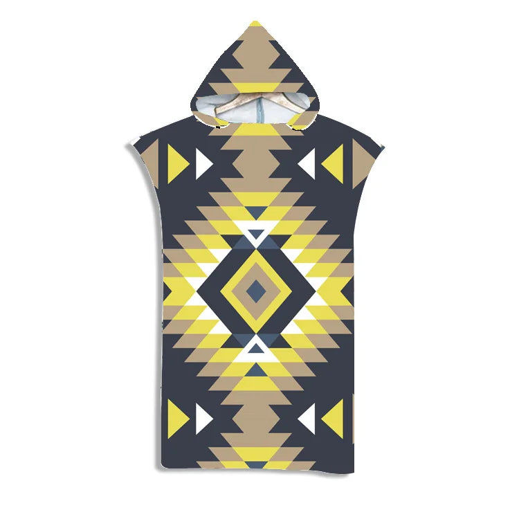 Customizable 3D Pattern Microfiber Quick Dry Summer Hooded Beach Towel Adult Kids Swim Beach Bathrobe Surf Cloak Diving Poncho