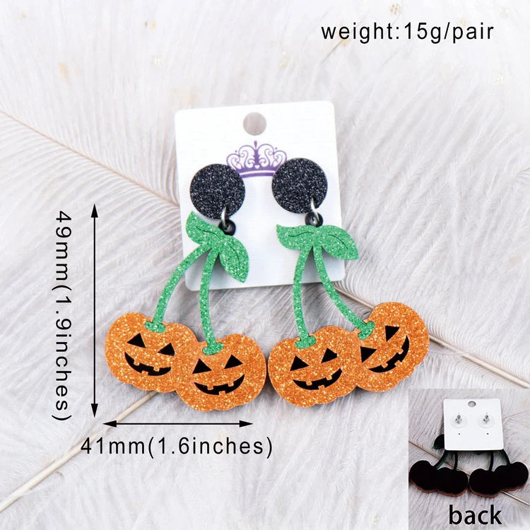 Mouse Head Western Cowboy Ghost Cherry Lightning Halloween Acrylic Earrings Jewelry for Women