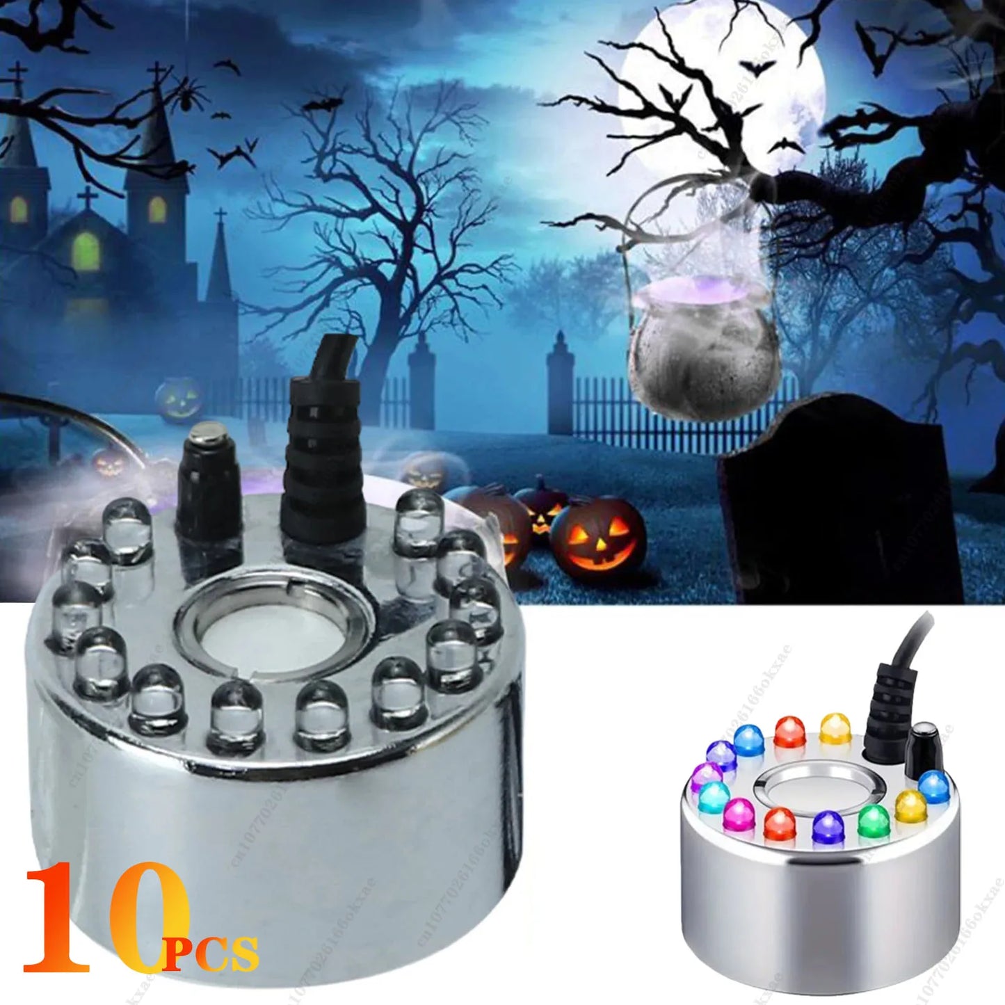 1-10pcs Mini LED Pumpkin Light Fogger Water Fountain Pond Fog Machine for Halloween Christmas Easter Party Festival Decoration