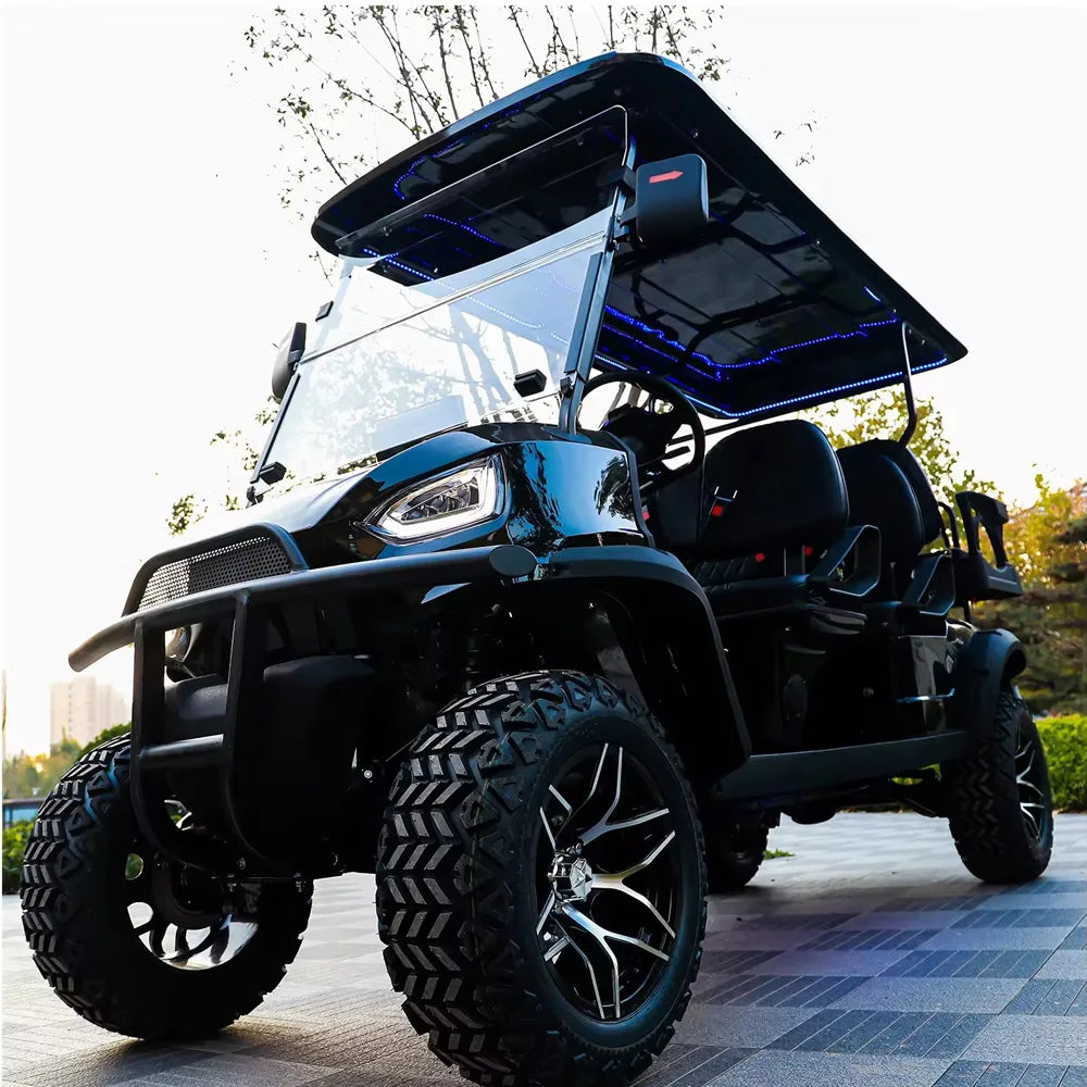 Factory Custom Street Legal 4 Wheel Off Road Golf Buggy Lifted Electric Solar Panels 2+2 Seater Golf Cart