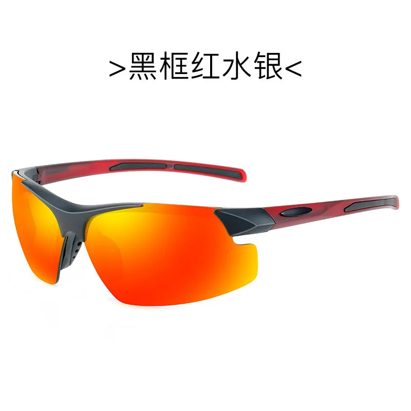 Men Sports Sunglasses Riding Mirror Wind Frameless Glasses Driving Dazzle Colour Outdoor Motorcycle Running Fishing Travel