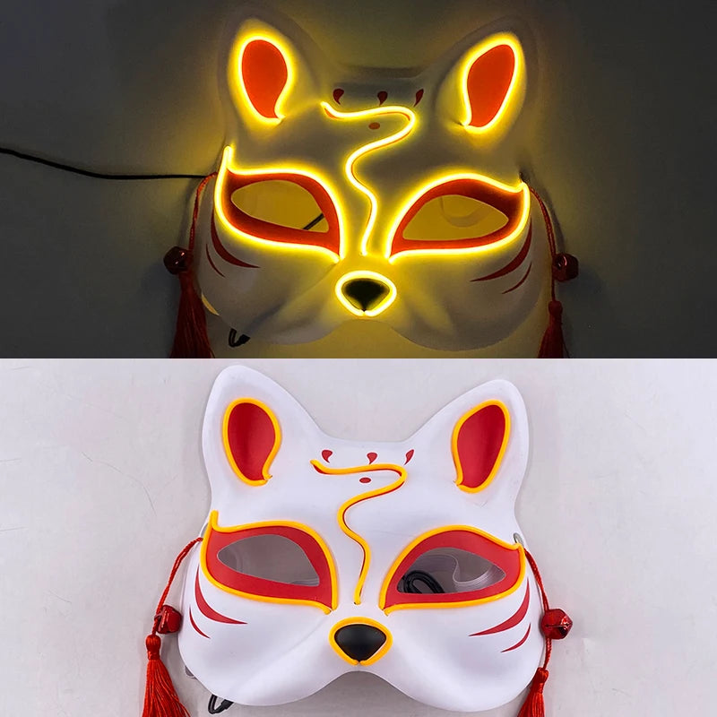 New Halloween Horror Party Mask Cosplay Movie Mask Neon LED Luminous Mask EL Cold Light Fluorescent Mask Masquerade Décor