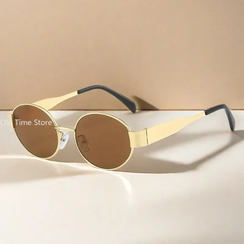Sunglasses Advanced Metal Sunglasses Fashion Oval Glasses Brand Designer Vintage Sun Glasses High Quantity Oculos De Sol