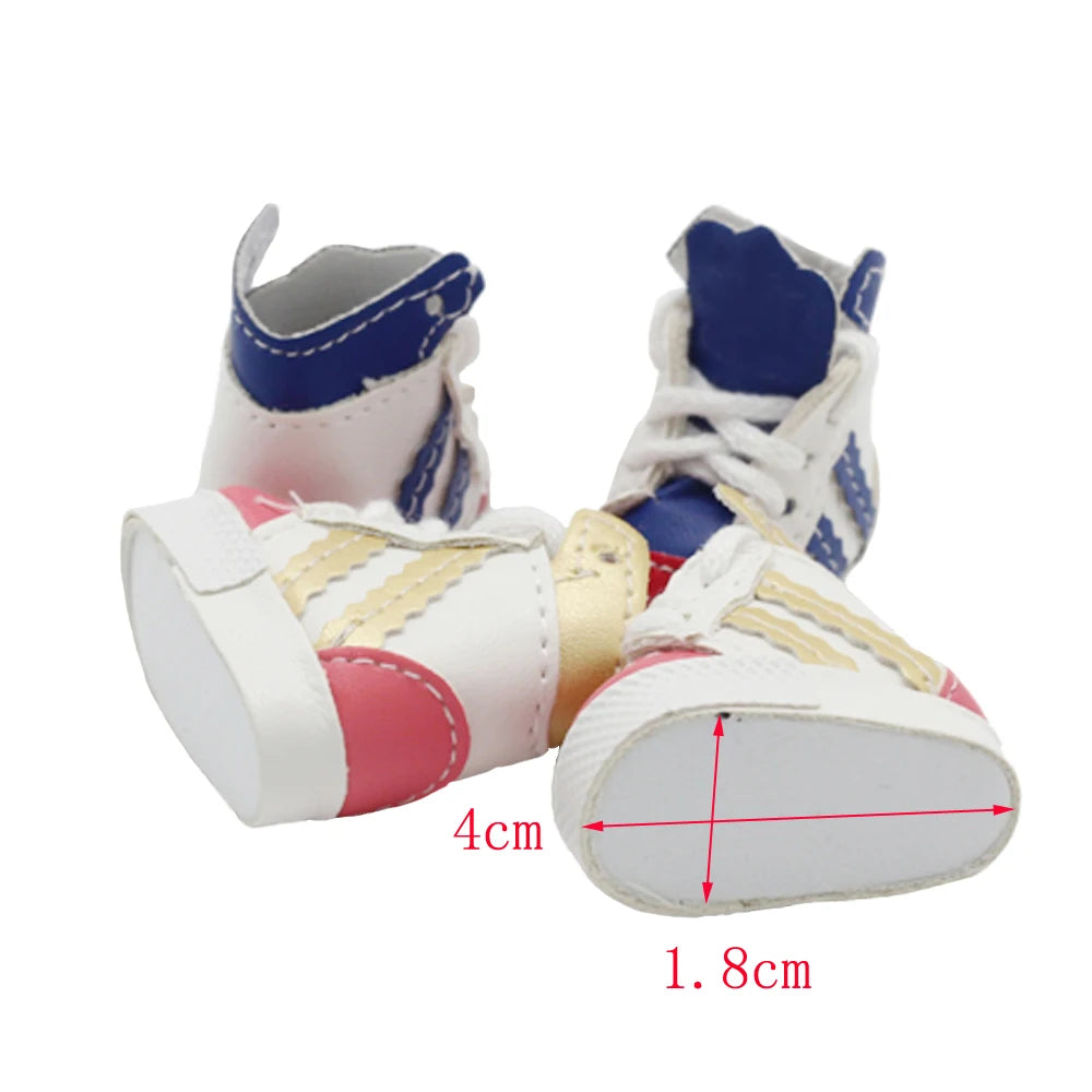 Labubu Shoes (4*1.8cm) Doll Sneakers ,For 17cm Macaron Plush and 15cm EXO Cotton Doll and 1/6 BJD Doll Clothes Shoe Accessoires
