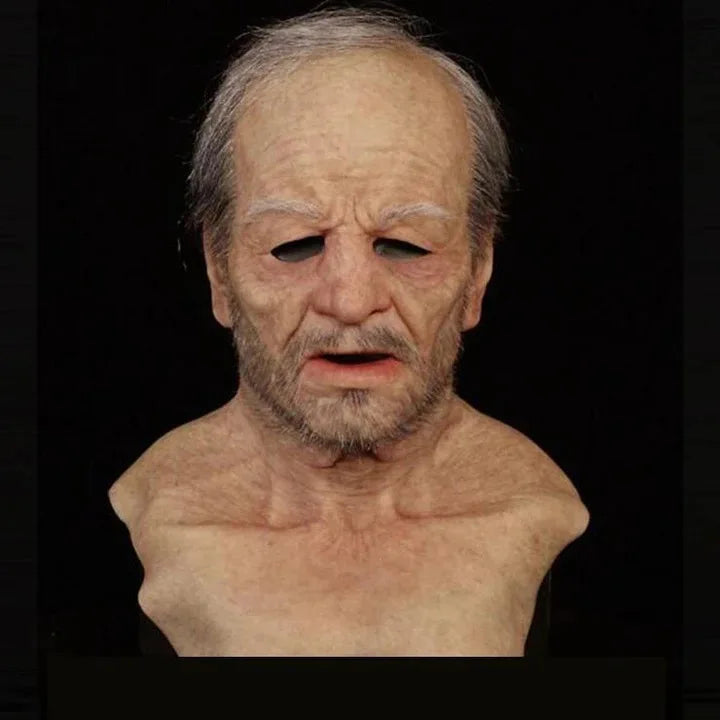 American TV Series Deadly Poison Master Old White Mask Bald Old Man Latex Head Cover Halloween Cosplay Funny Prop