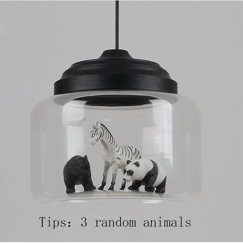 Nordic Cartoon Pendant Lights Led Lighting Cute Animal Hanging Lamps for Children Room Light Glass Lamp Bedroom Home Decor Gift