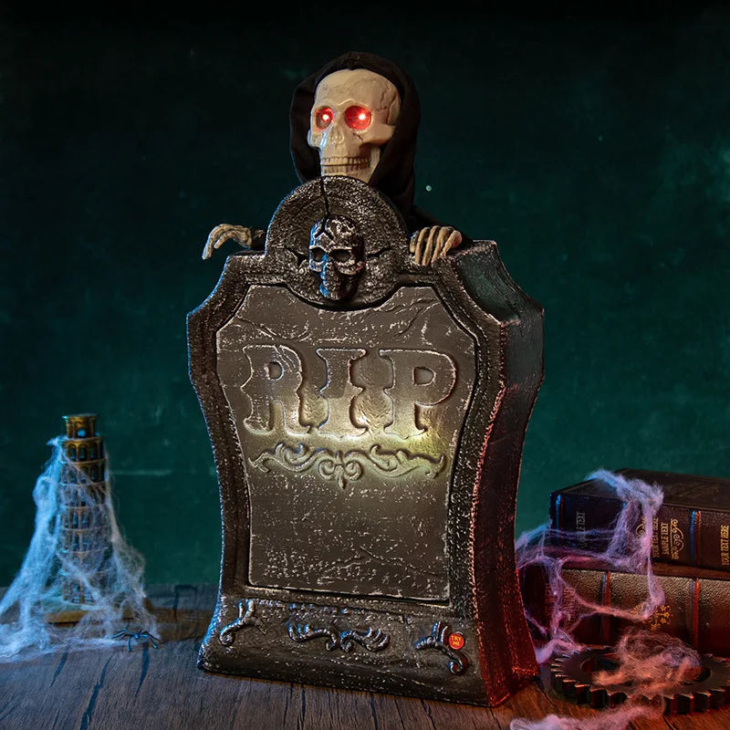 Halloween Horror Tombstone Ornament Lifting Luminous Tombstone Luminous Sound Tombstone Ghost Festival Costume Prop