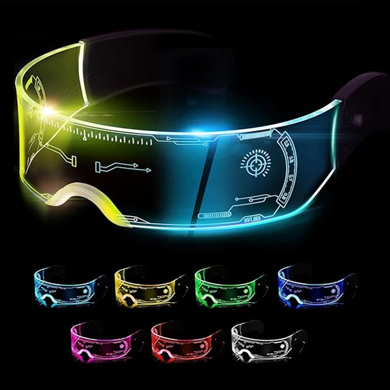 Halloween Party Glasses LED Light Up Cyberpunk Glasses Glowing Cool Goggles for Man Women Futuristic Cosplay Bar Party Props