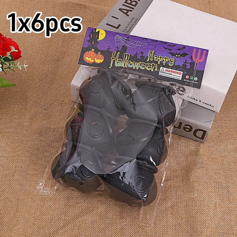 6pcs Halloween Cauldron Bucket Candy Pumpkin Mini Witch Black Pot Decor Buckets Bowl Witches Kettle Container