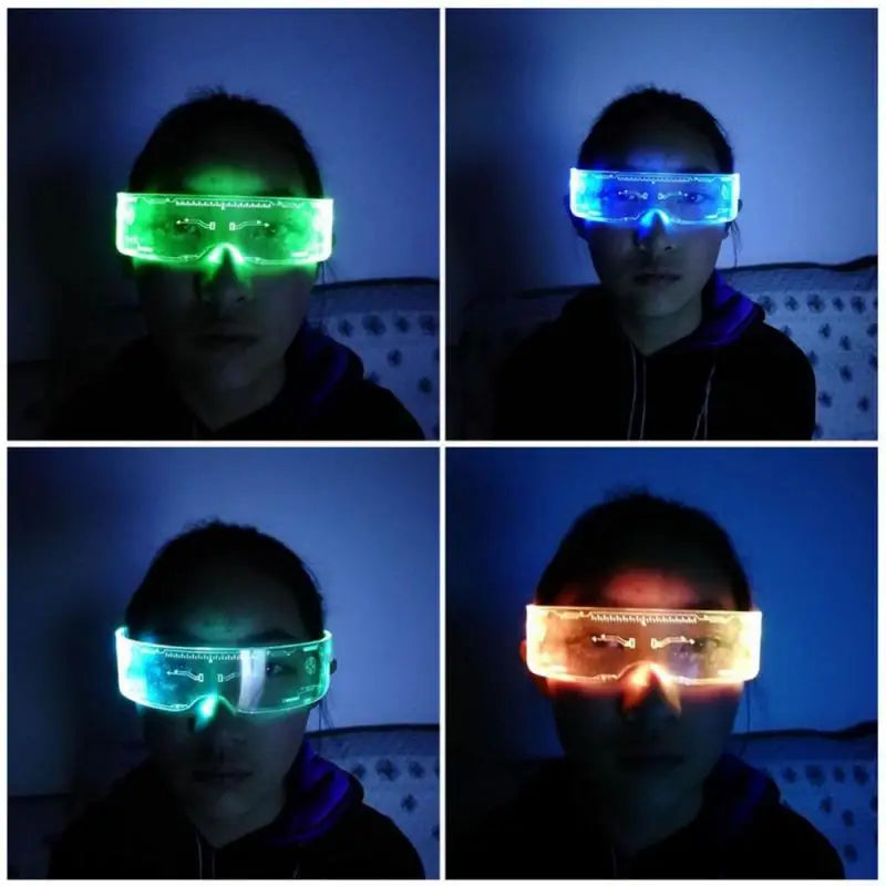 Sense of Future Science Technology LED Luminous Glasses Ins Popular Punk Goggles Party Christmas Colorful Light Shades Decor